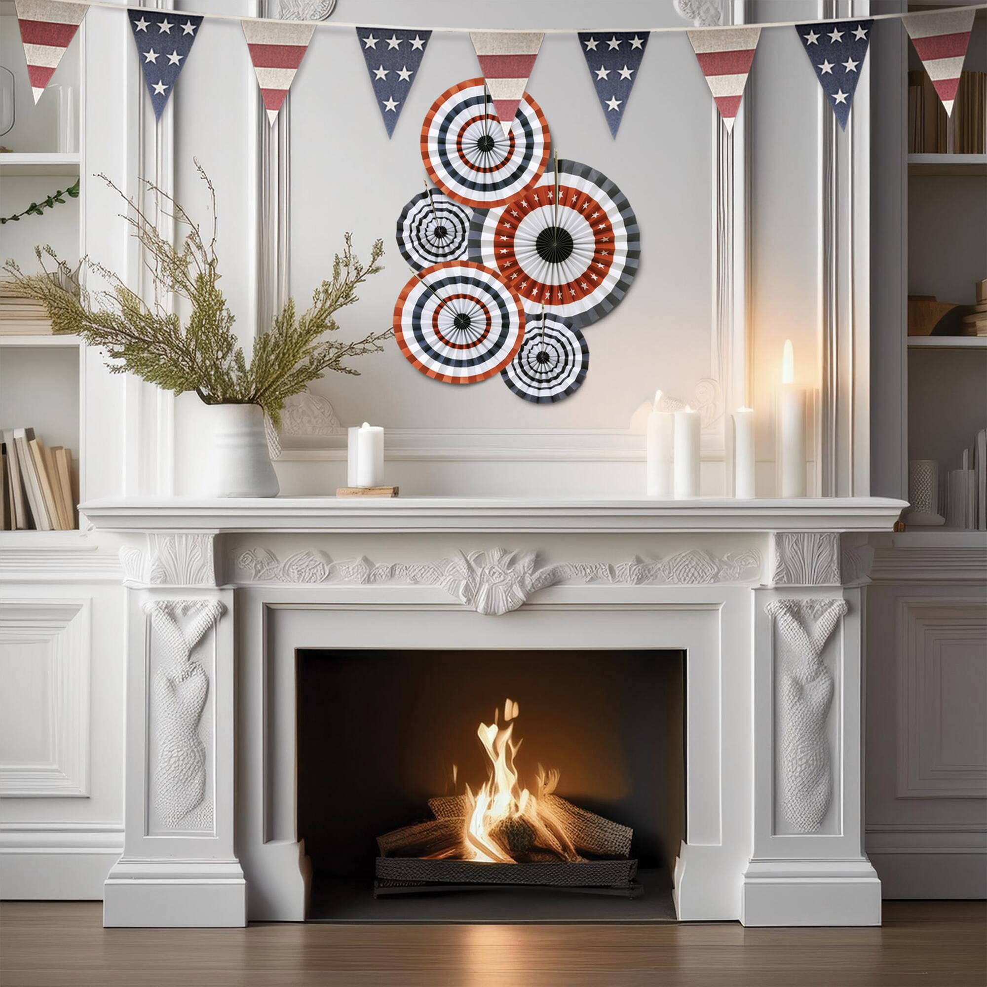 Beistle Patriotic Accordion Paper Fans Set